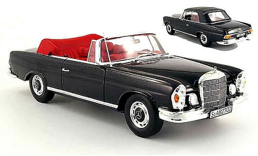 Mercedes 280 1969 1/18 Norev se (w 111) cabriolet negro coche miniatura