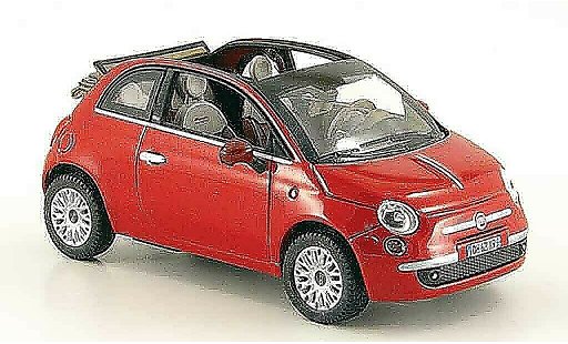 Fiat 500 Cabrio 1/43 Norev C rojo abiertoes Rolltecho 2009 coche miniatura