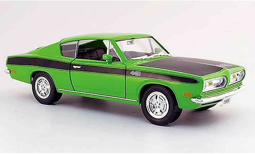 Plymouth Barracuda 1969 1/18 Yat Ming 440 verde negro coche miniatura