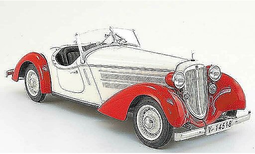 Audi 225 roadster 1/18 CMC front rojo/blanco 1935 coche miniatura