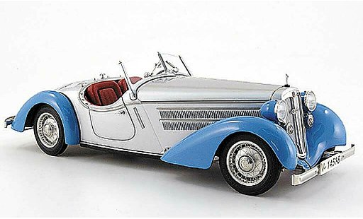 Audi 225 roadster 1/18 CMC front azul/gris 1935 coche miniatura