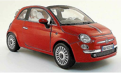 Fiat 500 Cabrio 1/18 Mondo Motors cabriolet rojo 2009 coche miniatura