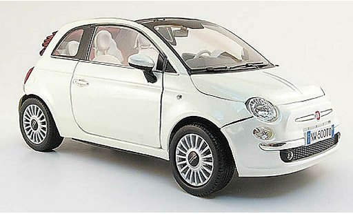 Fiat 500 Cabrio 1/18 Mondo Motors cabriolet blanco 2009 coche miniatura
