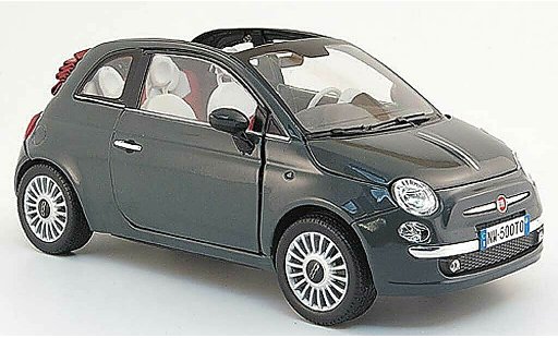 Fiat 500 Cabrio 1/18 Mondo Motors cabriolet gris 2009 coche miniatura