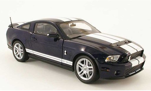 Shelby GT 500 2010 1/18 Shelby Collectibles azul avec bandes blancos coche miniatura