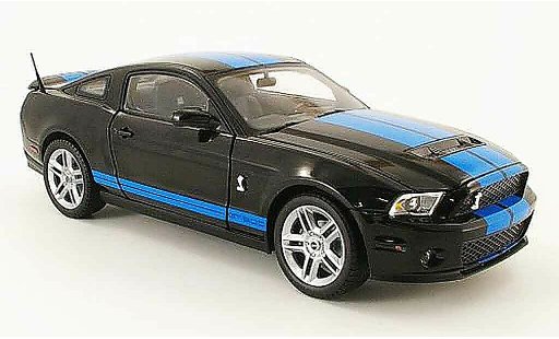 Shelby GT 500 2010 1/18 Shelby Collectibles negro avec azuln bandes coche miniatura