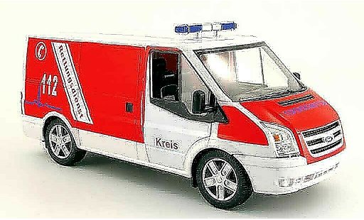 Ford Transit Kastenwagen 1/18 Powco furgoneta pompier rettungsdienst coche miniatura