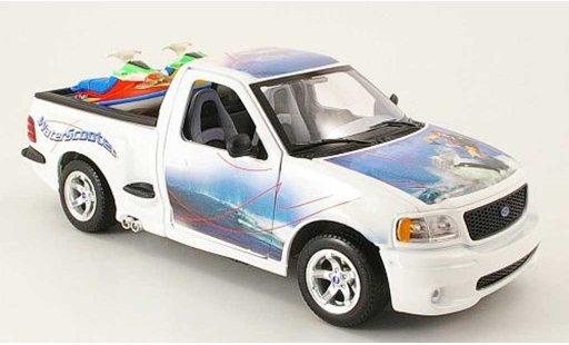 Ford F-150 Pickup 1/18 Burago F 150 blanc avec 2 jet ski dans la benne coche miniatura