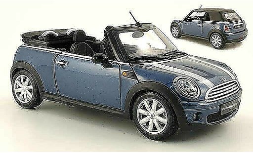 Mini Cabriolet Base 1/18 Kyosho azul bandes blancos 2009 coche miniatura