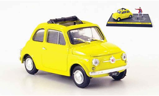 Fiat 500 Classique 1/43 Brumm amarillo avec Figur Lupin the 3rd Wanted coche miniatura