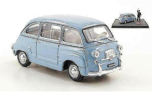Fiat 600 Multipla 1/43 Brumm D azul avec Figuren 1960 coche miniatura