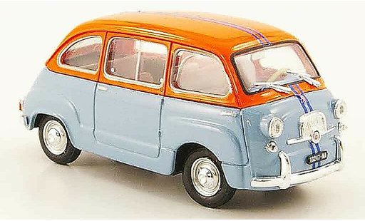 Fiat 600 Multipla 1/43 Brumm D azul naranja 1966 coche miniatura