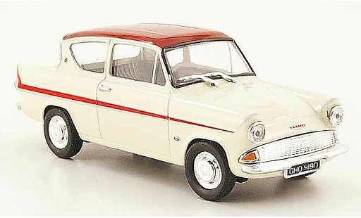 Ford Anglia 105E 1/43 Cararama MkI blanco rojo coche miniatura