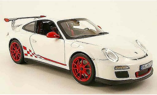 Porsche 911 GT3 RS 1/18 Norev 2010 blanco con roter dekoration coche miniatura
