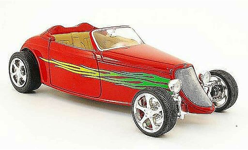 Ford Hot Rod 1933 1/18 Yat Ming convertible rojo avec flammendekor abierto coche miniatura