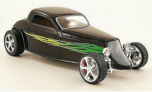 Ford 1933 Coupe 1/18 Yat Ming negro con Flammendekor coche miniatura