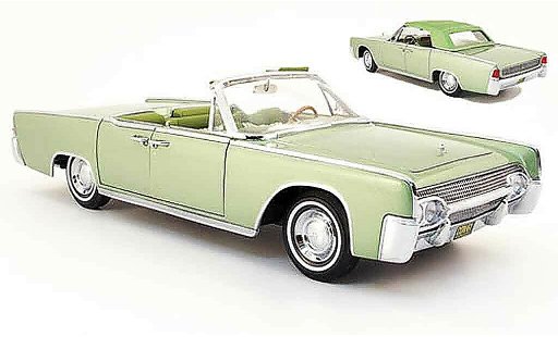 Lincoln Continental 1961 1/18 Yat Ming convertible verde coche miniatura