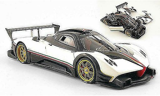 Pagani Zonda R 1/18 Autoart blanco carbone avec bandes italie 2007 coche miniatura