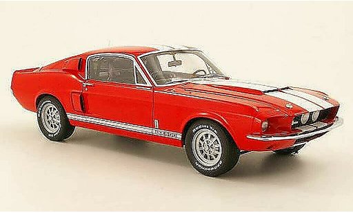 Shelby GT 500 1967 1/18 Autoart rojo con blancoen rayas coche miniatura