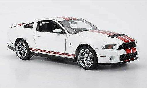 Shelby GT 500 2010 1/18 Autoart blanco con roten rayas coche miniatura
