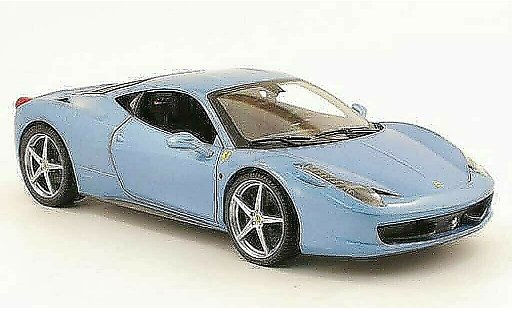Ferrari 458 Italia 1/18 Hot Wheels gris metallisee azul coche miniatura