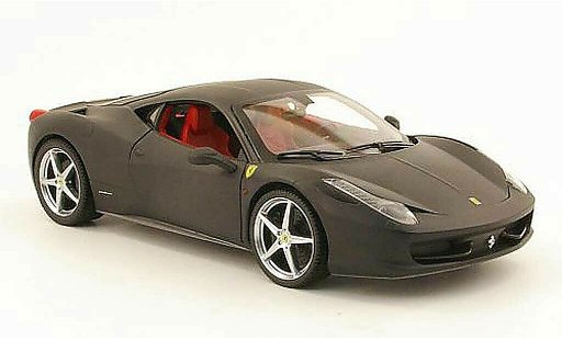 Ferrari 458 Italia 1/18 Hot Wheels mate negro coche miniatura