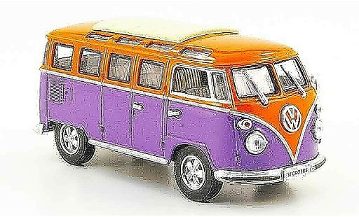 Volkswagen Combi Base 1/43 Yat Ming t1 samba lila naranja 1962 coche miniatura