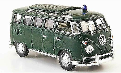 Volkswagen Combi Base 1/43 Yat Ming t1 samba police verde coche miniatura