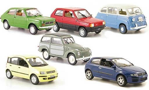 Fiat 500 C 1/43 Hachette 6er-Set: 127 600 Multipla Panda Belvedere coche miniatura