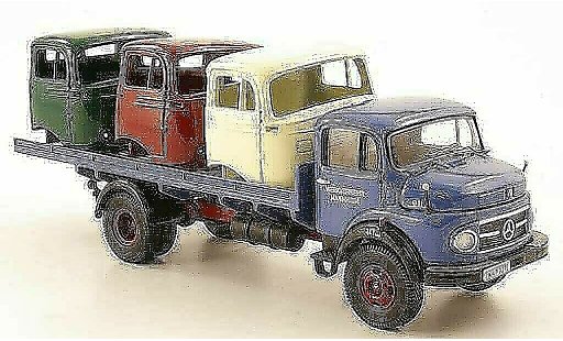Mercedes LP 911 Base 1/43 Premium ClassiXXs Flachplataforma Werkverkehr Mannheim avec 3 Fahrerhausern als Ladegut coche miniatura