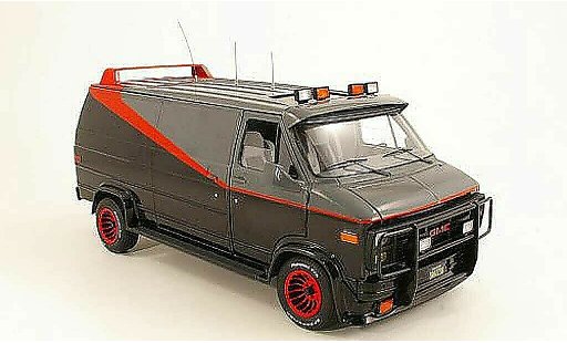 GMC Panel Van A-Team 1/18 Hot Wheels Elite negro/gris/rojo 1983 coche miniatura