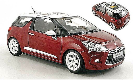 DS Automobiles DS3 Berline 1/18 Norev Sanguine rojo con blanco techo 2010 coche miniatura