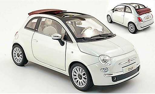 Fiat 500 Cabrio 1/18 Norev blanco/rojo 2009 coche miniatura