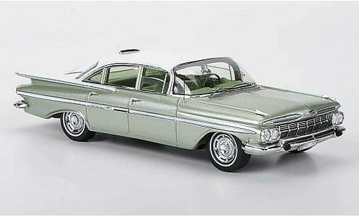 Chevrolet Impala Sedan 1/43 Spark 1959 Six Window grisverde/blanco 1959 coche miniatura