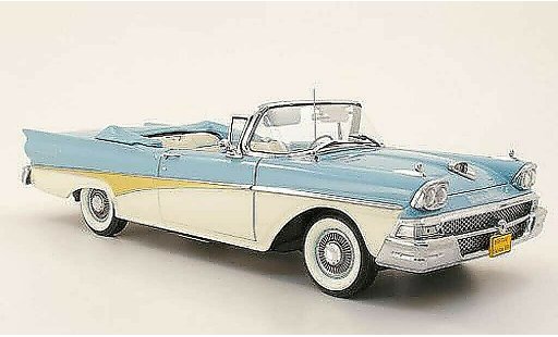 Ford Fairlane 500 Convertible 1/18 Sun Star azul/blanco/or coche miniatura