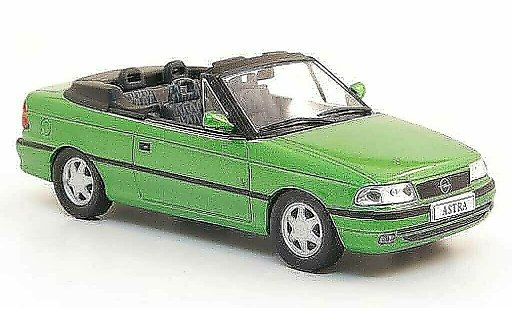 Opel Astra F Cabriolet 1/43 Hachette Descapotable verde (ohne Magazin) 1994 coche miniatura