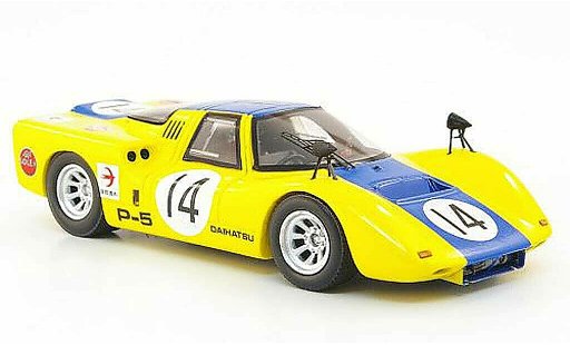 Daihatsu P-5 course 1/43 Ebbro No.14 amarillo/azul GP Japan 1968 coche miniatura