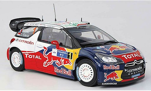 DS Automobiles DS3 WRC 2011 1/18 Norev No.1 Red Bull - Total S.Loeb / D.Elena Rally Mexiko coche miniatura