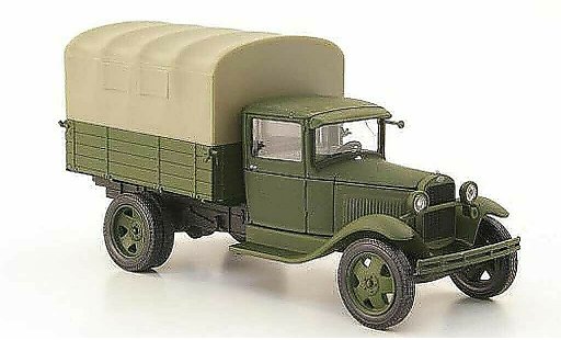 Gaz AA Pritsche 1/43 Nash Avtoprom plataforma oliva avec beiger Plane coche miniatura