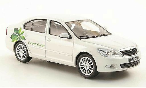 Skoda Octavia Green Line 1/43 Abrex blanco 2008 coche miniatura