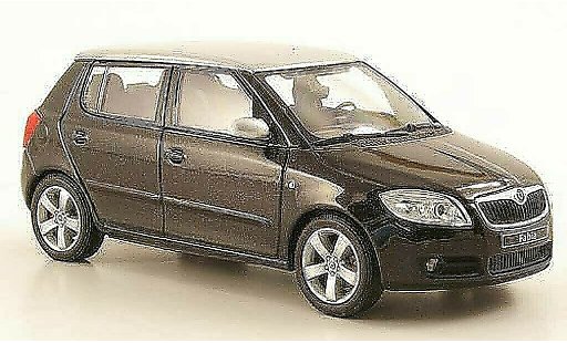 Skoda Fabia II 1/43 Abrex negro avec gris nem techo 2006 coche miniatura