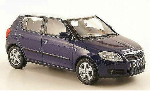 Skoda Fabia II 1/43 Abrex azul avec blancoem techo 2006 coche miniatura