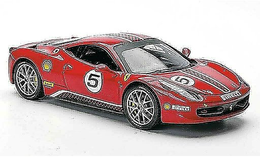 Ferrari 458 Challenge 1/43 Hot Wheels Elite No.5 rojo coche miniatura