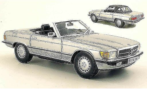 Mercedes 300 Base 1/18 Norev (R107) gris metallisee coche miniatura