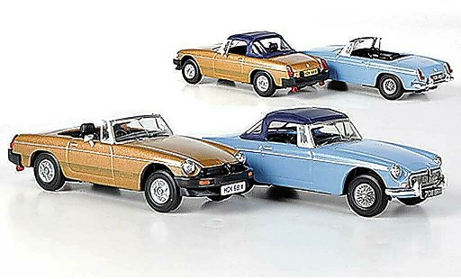 MG B Base 1/43 Vanguards 50th aniversario Set (The first and the last) azul y bronze coche miniatura