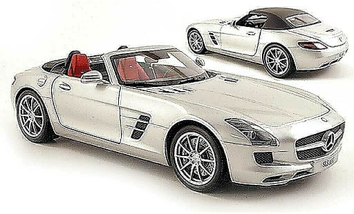 Mercedes SLS Roadster 1/18 Minichamps roadster AMG (R197) gris metallisee 2011 coche miniatura