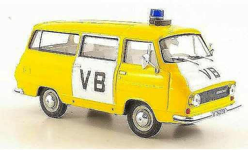 Skoda 1203 Police 1/43 Abrex VB blanco/amarillo coche miniatura