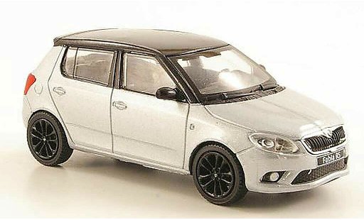 Skoda Fabia II 1/43 Abrex gris avec negroem techo y Felgen 2010 coche miniatura