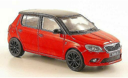 Skoda Fabia II 1/43 Abrex rojo con negroem techo y Felgen 2010 coche miniatura