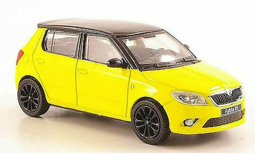 Skoda Fabia II 1/43 Abrex amarillo con negroem techo y Felgen 2010 coche miniatura